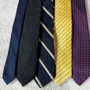 Sophisticated Men's Tie Collection - Navy, Black, Yellow, Burgundy